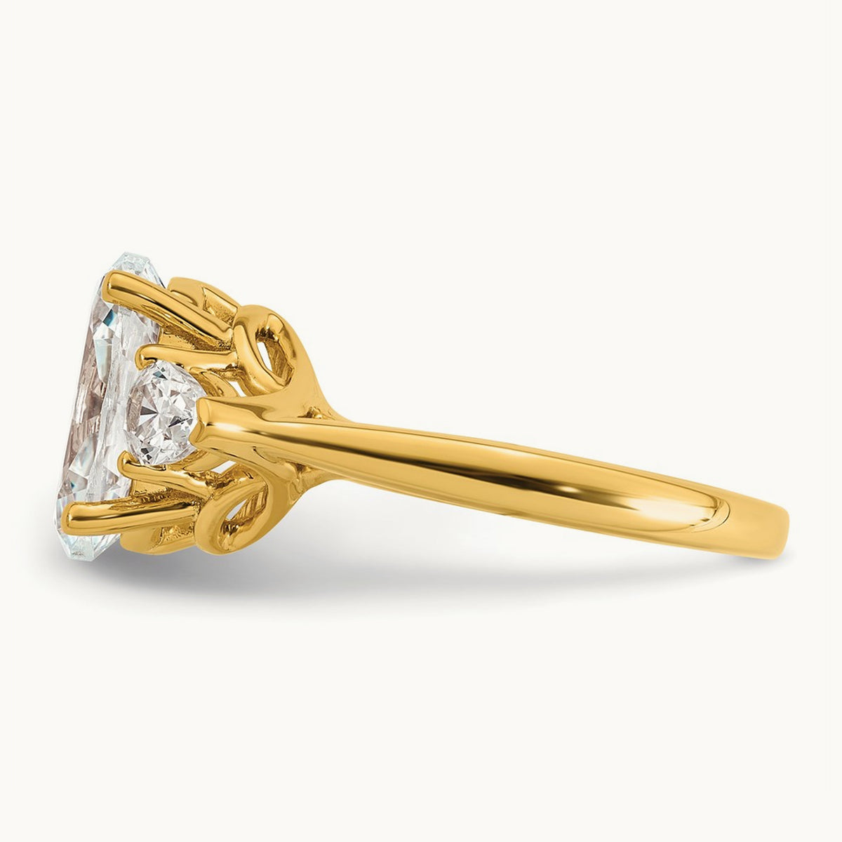 Oval/Pear 3 Stone Engagement Ring, 1.25-3.50 ct tw Lab-Grown Diamond — 3 5/8 ct, 14K Yellow Gold
