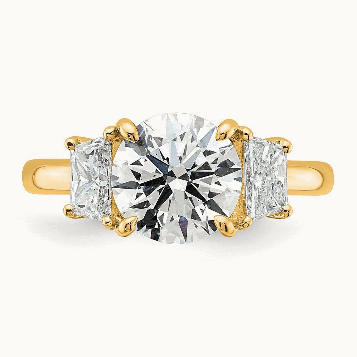 Trapezoid Sidestones Engagement Ring, 0.25-3.75 ct tw Lab-Grown Diamond — 3 1/2 ct, VS (Best) · Certified, 14K Yellow Gold