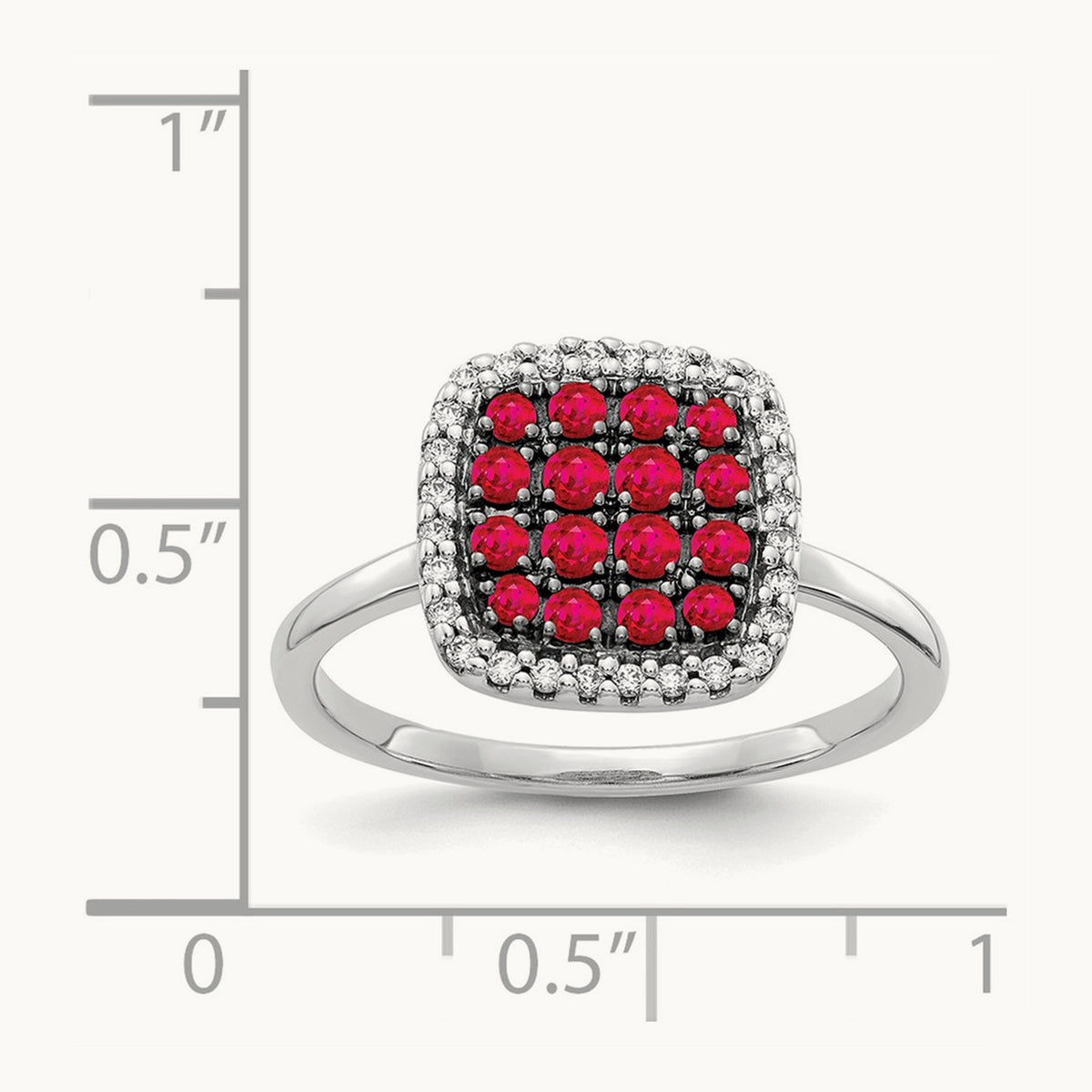 Diamond and Ruby Ring, 14K White Gold