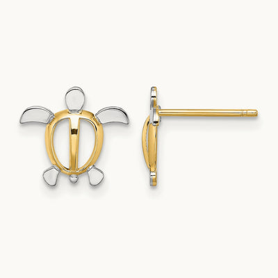 W/ Sea Turtle Post Earrings — 10mm