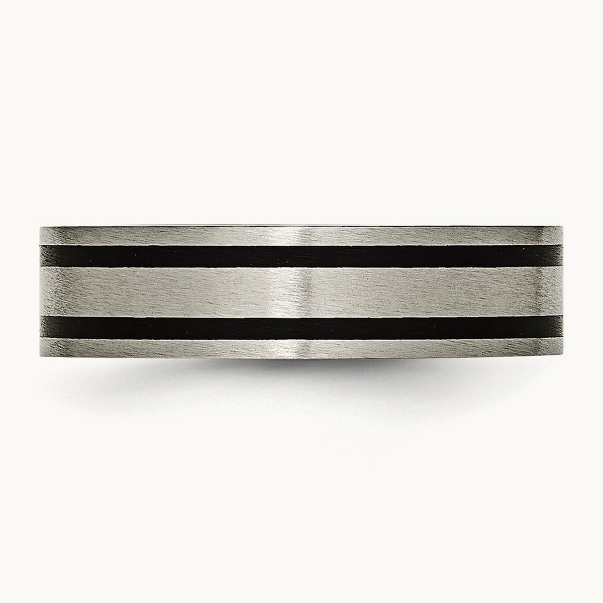 Brushed Enameled Flat Band, 6mm, Titanium