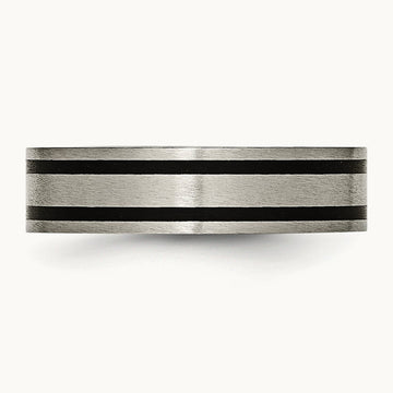 Brushed Enameled Flat Band, 6mm, Titanium