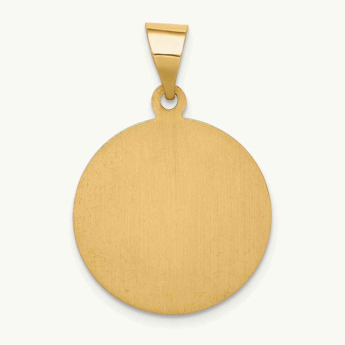 Polished and Satin St. Charles Medal Hollow Pendant, 14K