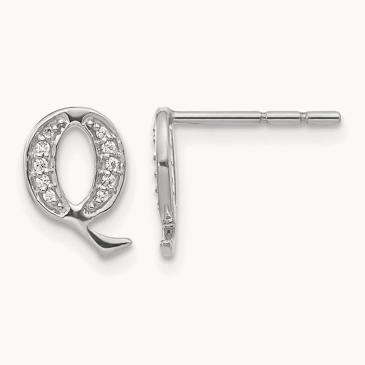 Diamond Earrings — 14K White Gold, 10mm, Q
