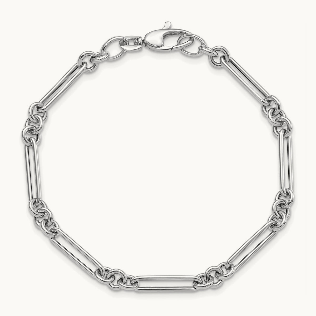 Polished Fancy Link Bracelet, 14K White Gold
