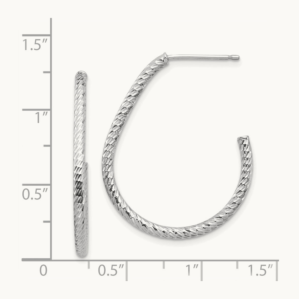Polished Diamond-cut Post Dangle Earrings — 14K White Gold