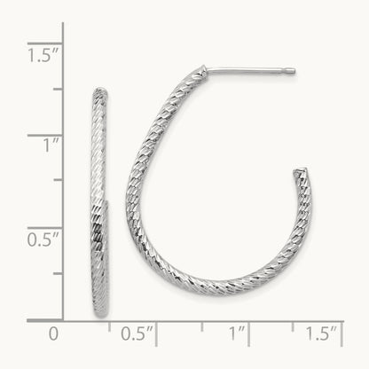 Polished Diamond-cut Post Dangle Earrings — 14K White Gold