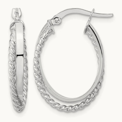 Polished and Textured Oval Hoop Earrings — photo set