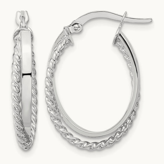 Polished and Textured Oval Hoop Earrings — photo set