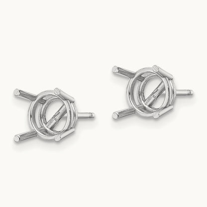 Round Earring Mounting, 7mm, 14K White Gold