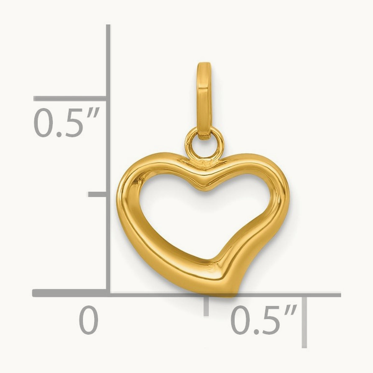 Polished Open Heart Charm Pendant, 14K