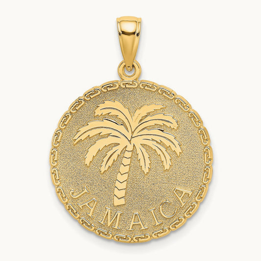 JAMAICA and Palm Tree Disk Charm — 28.9mm