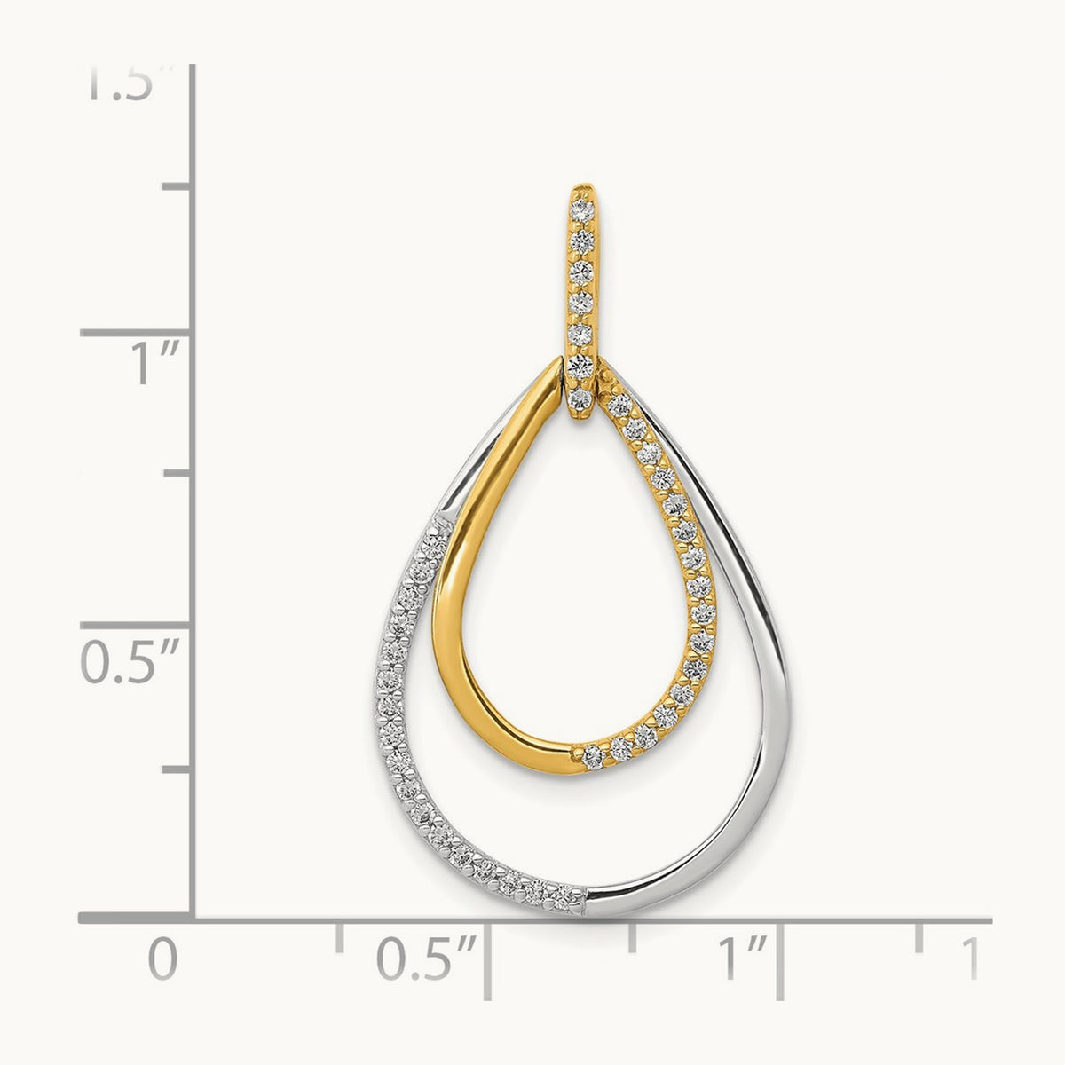 Polished 1/4ct. Diamond Double Teardrop Pendant, 14K Two-tone