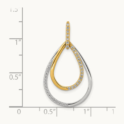 Polished 1/4ct. Diamond Double Teardrop Pendant, 14K Two-tone