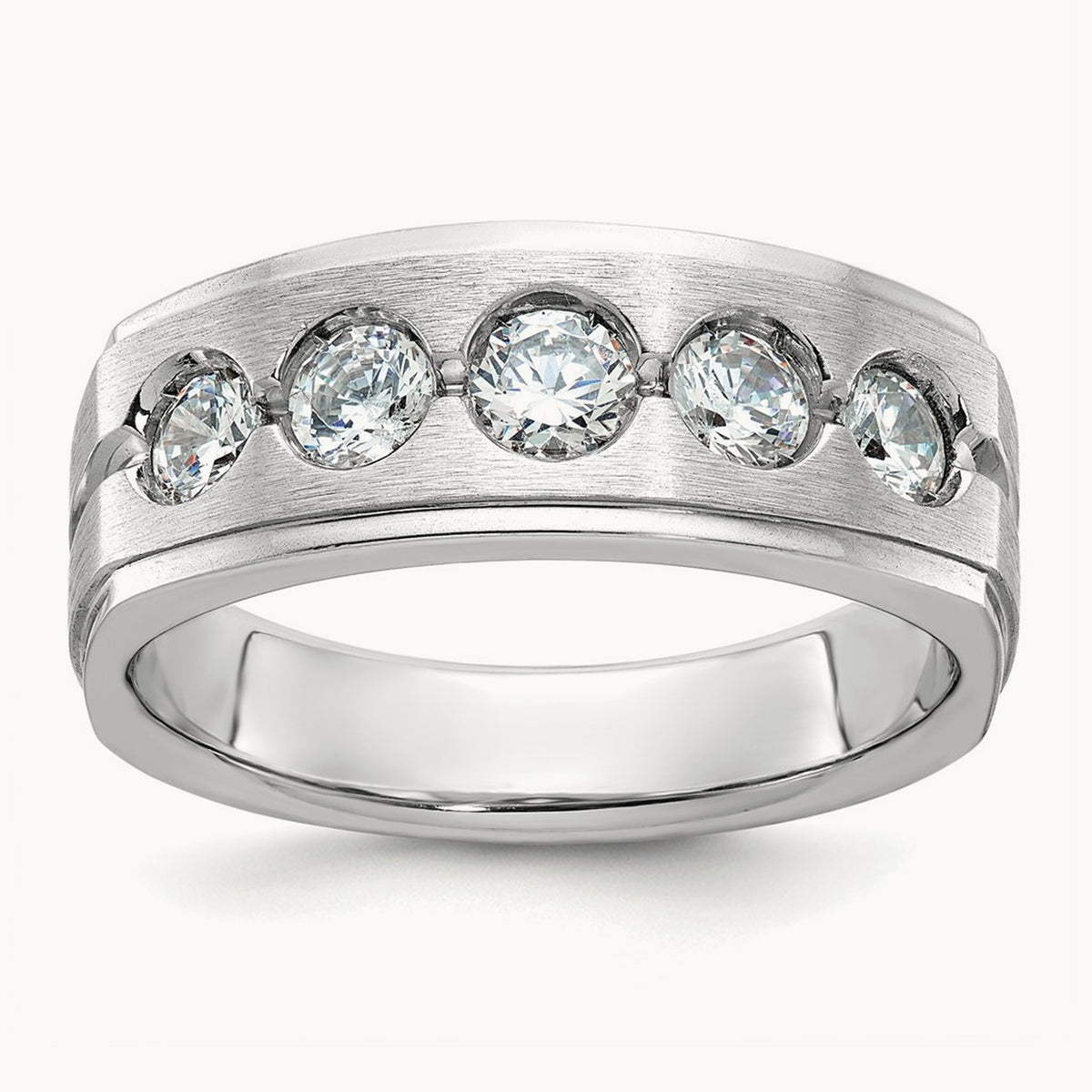 IBGoodman Men's Polished/Satin Diamond Complete Ring, 14K White Gold