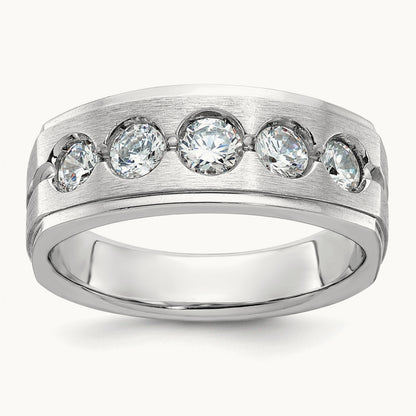 IBGoodman Men's Polished/Satin Diamond Complete Ring, 14K White Gold