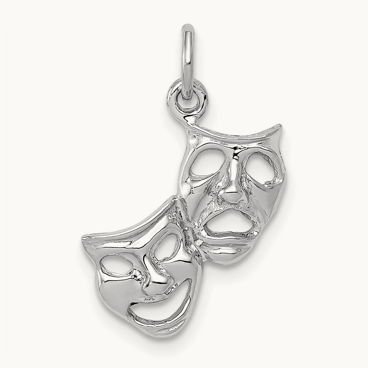 Polished Open-Backed Comedy/Tragedy Charm, 14K White Gold
