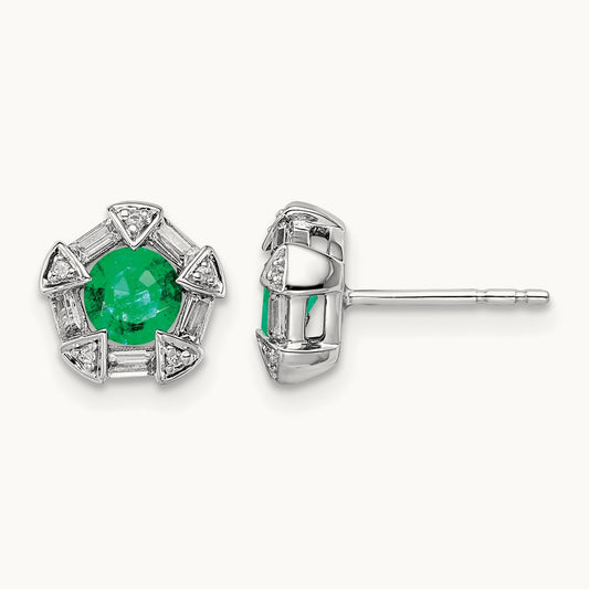Emerald and Diamond Post Earrings — photo set