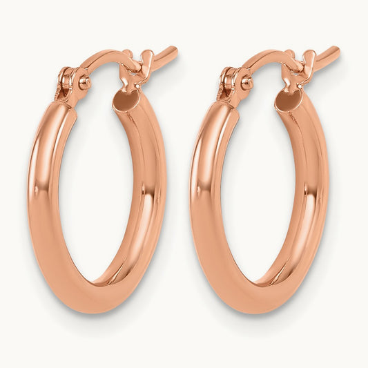 Polished Hinged Hoop Earrings, 10K Rose Gold — Leslie's