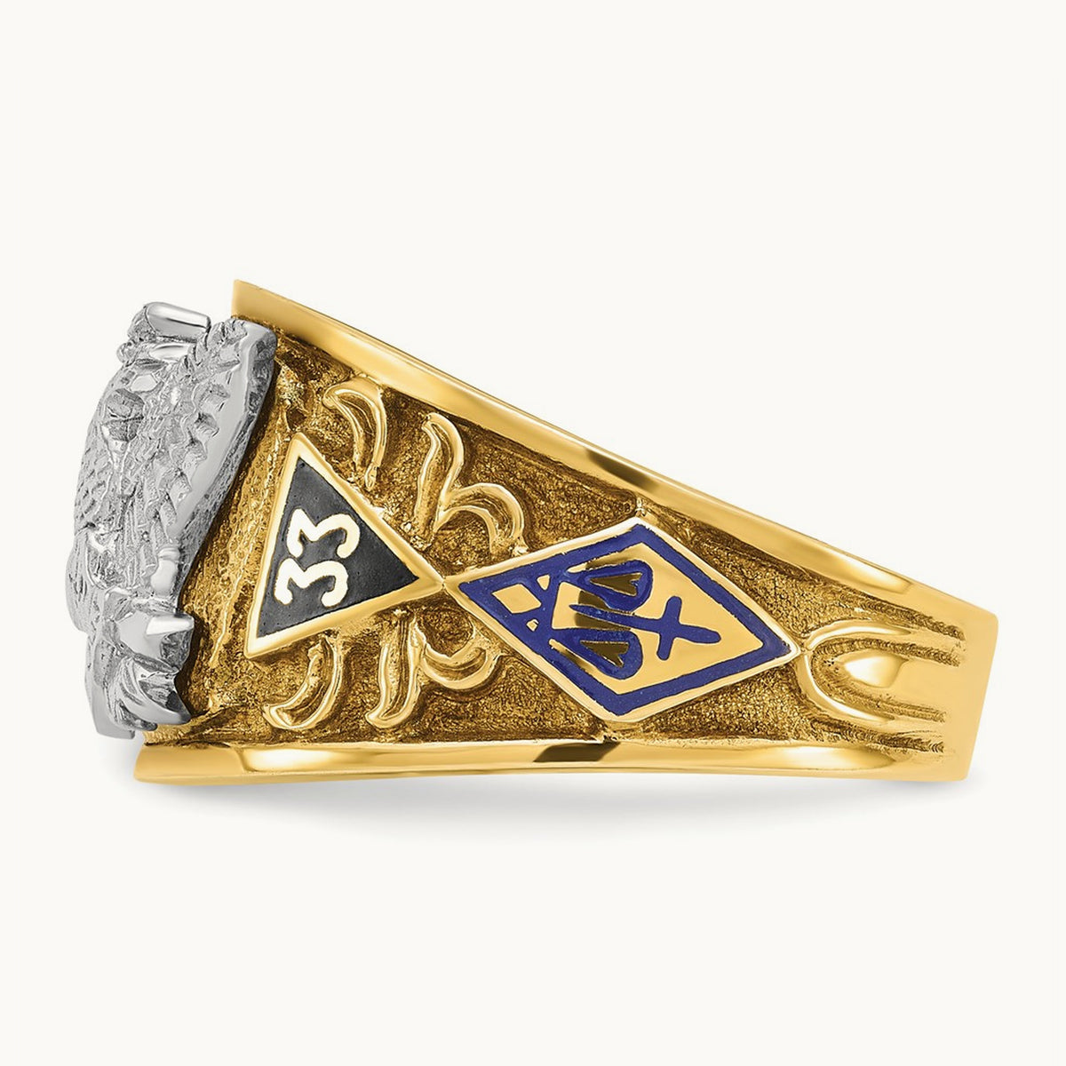 14ktt IBGoodman Men's Textured & Enameled 33rd Degree Masonic Ring