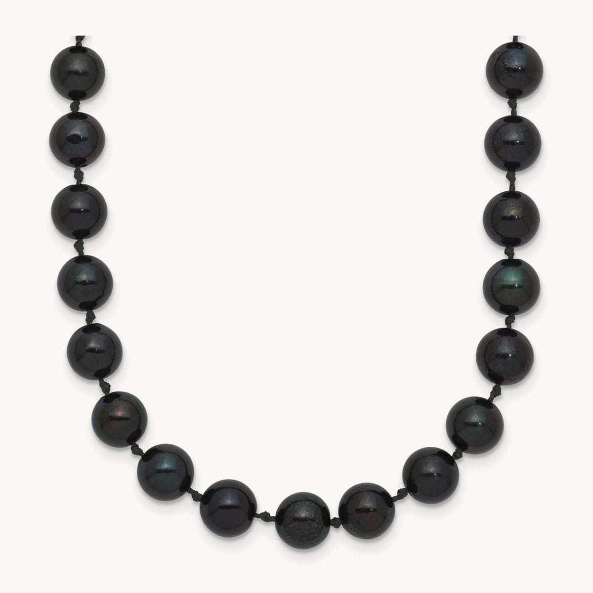 6- Round Black Saltwater Akoya Cultured Pearl Necklace, 14K White Gold