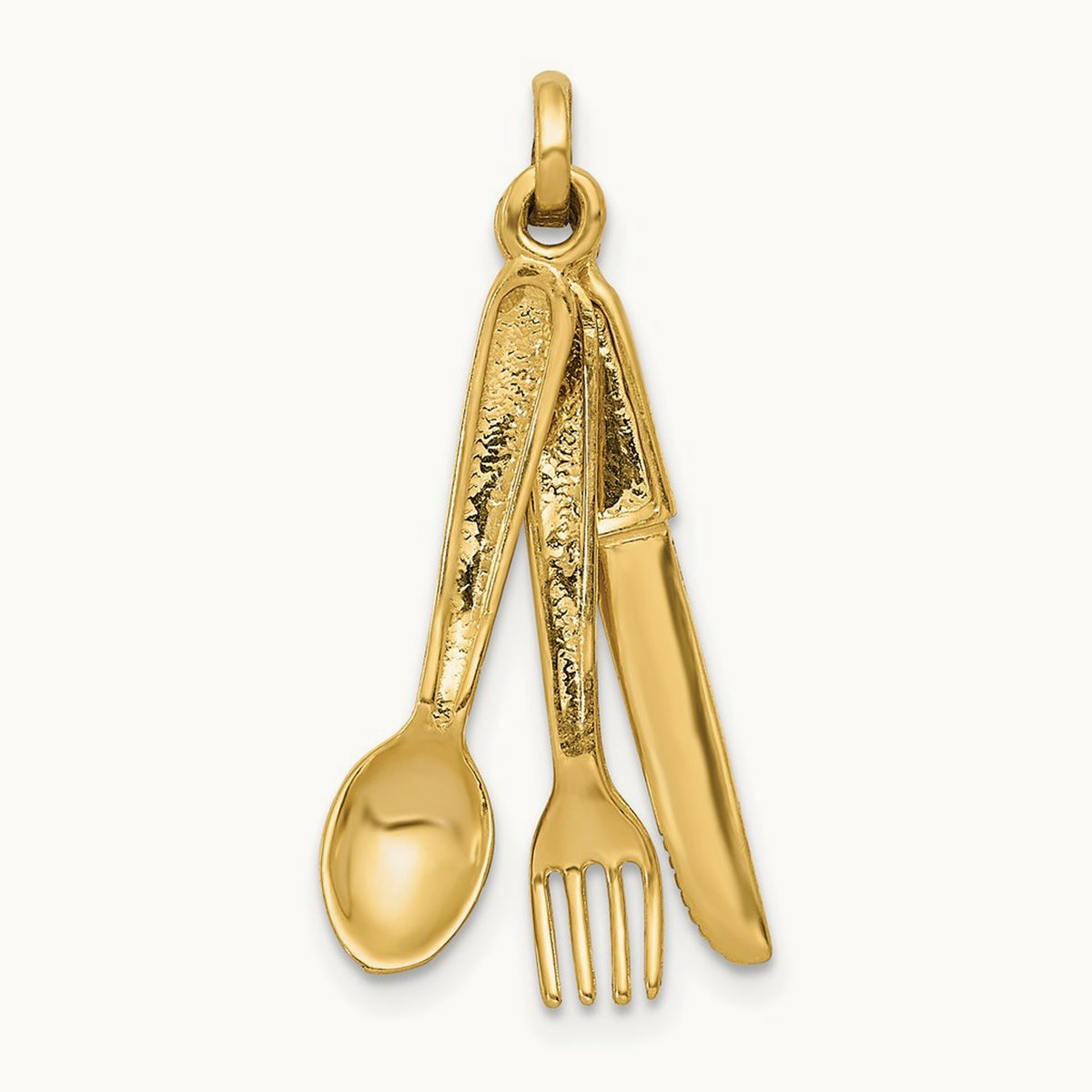 Knife, Fork and Spoon Charm, 14K