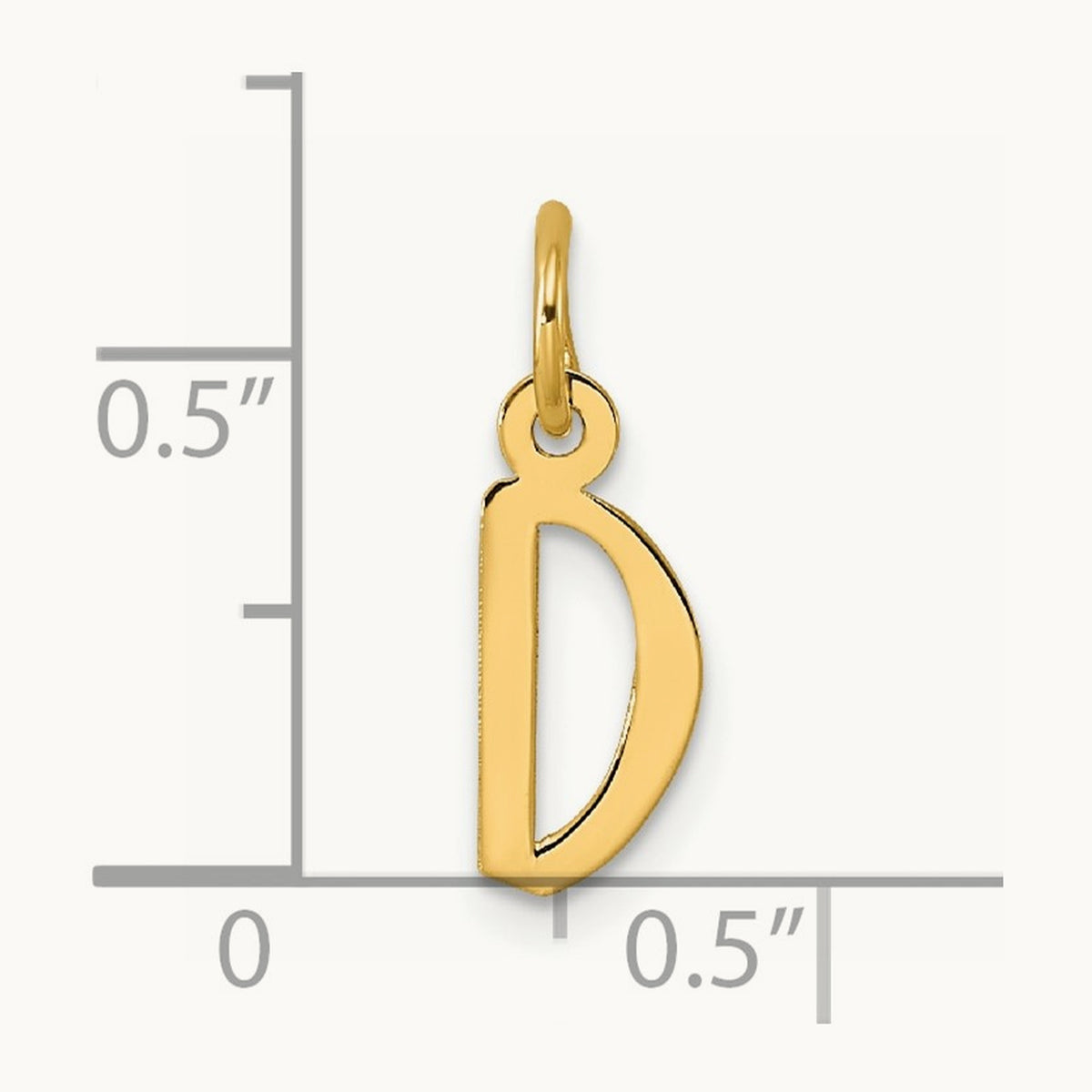 Small Slanted Block Initial Charm — 14K Yellow Gold, D