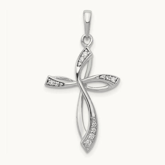 1/10ct. Diamond Cross Pendant — 14K White Gold