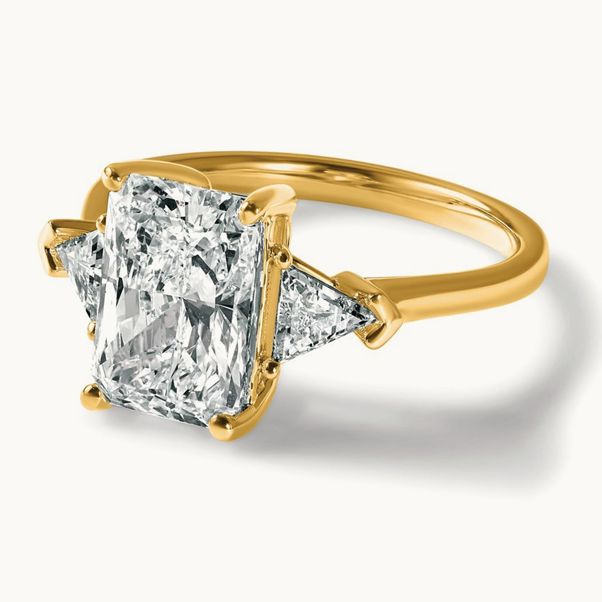 Radiant & Triangle Engagement Ring, 1.25-3.50 ct tw Lab-Grown Diamond — 3 1/8 ct, 14K Yellow Gold