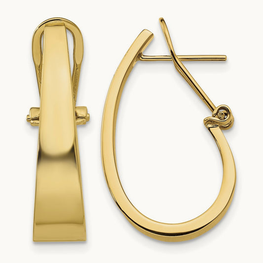 Polished J-Hoop Omega Back Post Earrings, 14K