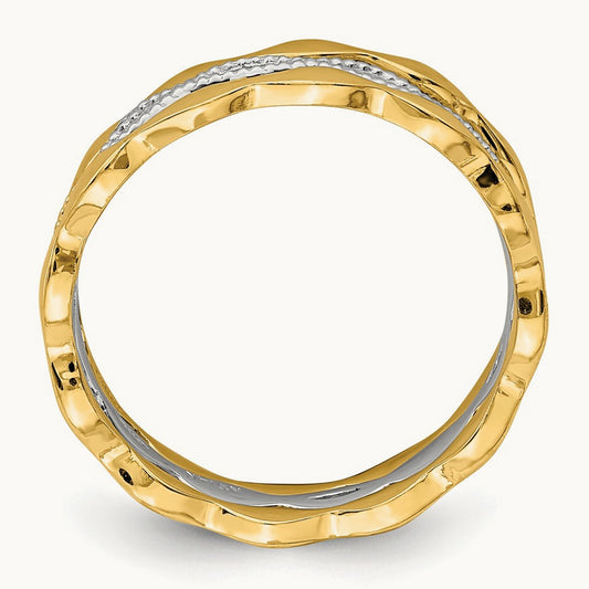 & White Gold Set of 3 Stackable Rings, 14K Yellow