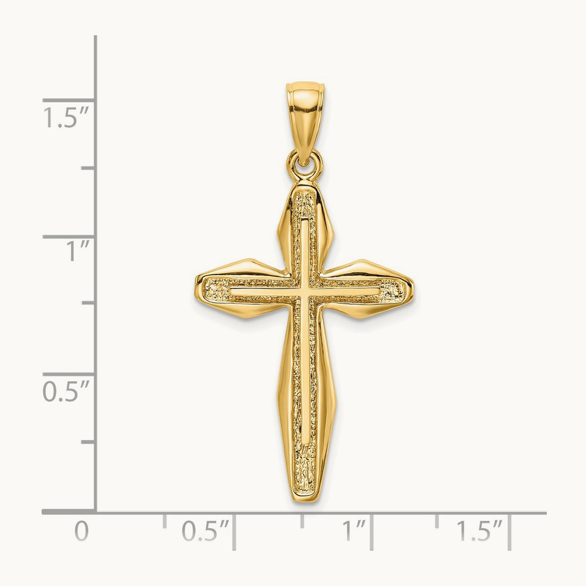 Textured Cross Charm — 14K Yellow Gold, 39.5mm