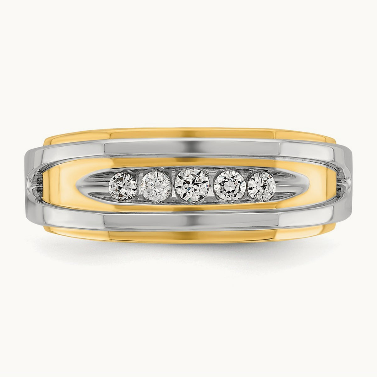 IBGoodman Men's Polished 5-Stone Diamond Ring, 14K Two-tone