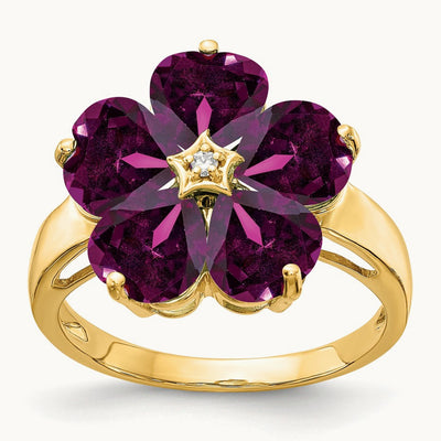 Heart Rhodolite Garnet AA Diamond ring — photo set