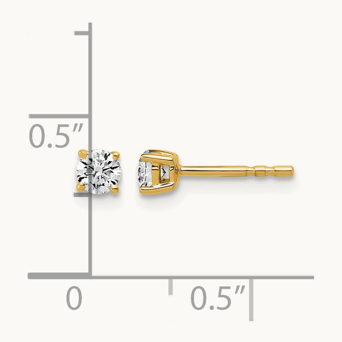 Round Lightweight Earrings, 0.25-6.00 ct tw Lab-Grown Diamond — 1/3 ct, 10K Yellow Gold