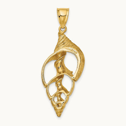 Cut-Out Conch Shell Skeleton Charm, 14K