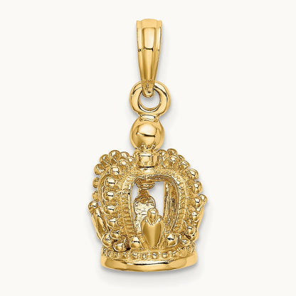 3-D Polished Crown Charm, 14K