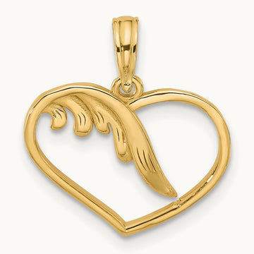 Polished Fancy Wings and Heart Charm, 14K