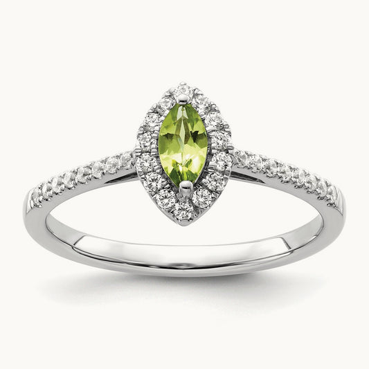 Peridot August Birthstone Ring, 0.20 ct tw Lab-Grown Diamond