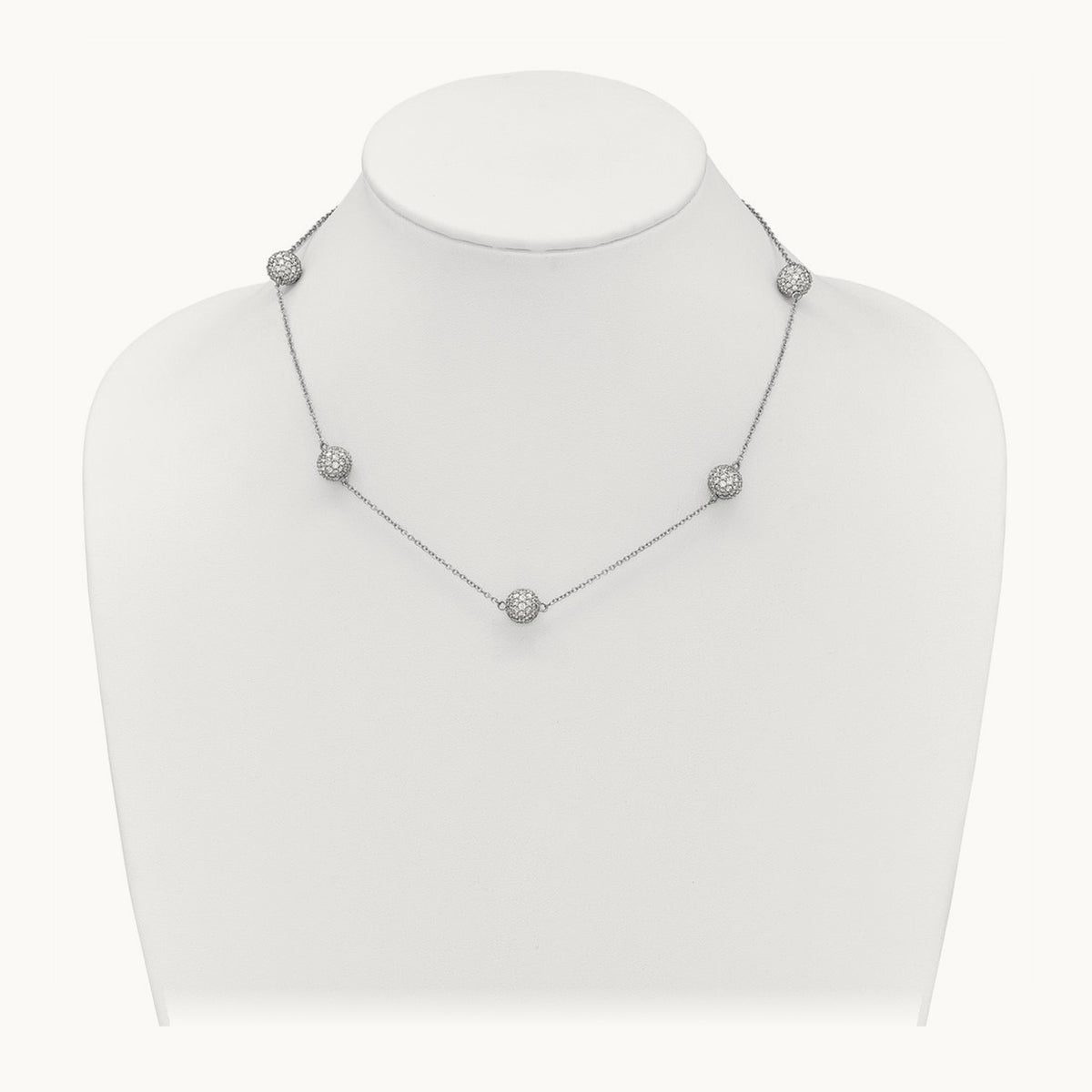 8mm Sphere Necklace, 6.75 ct tw Lab-Grown Diamond — 14K White Gold