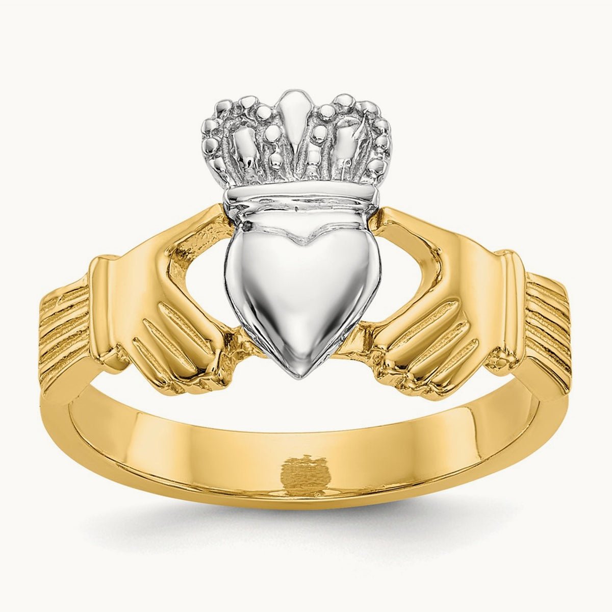 Polished Claddagh Ring, 14K Two-tone