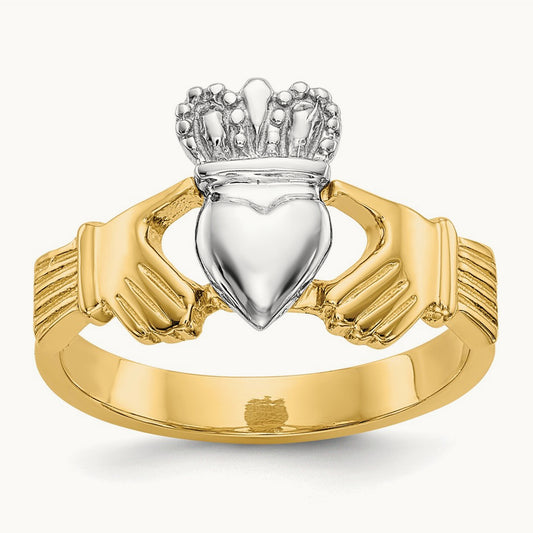 Polished Claddagh Ring, 14K Two-tone
