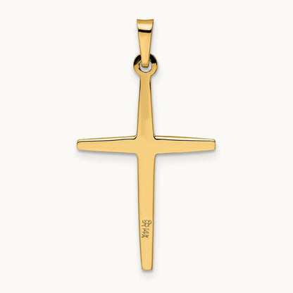 Polished Solid Diamond Shape Center Cross Pendant — 31mm