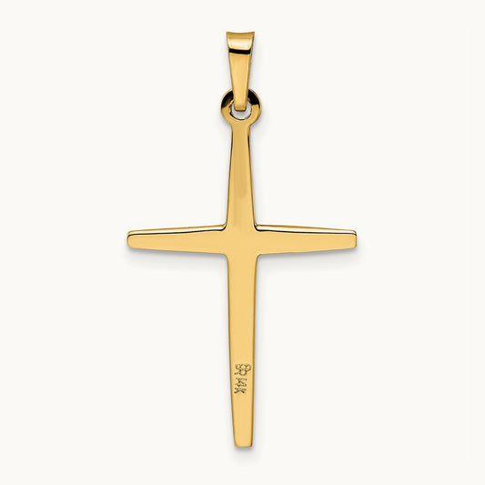 Polished Solid Diamond Shape Center Cross Pendant — 31mm