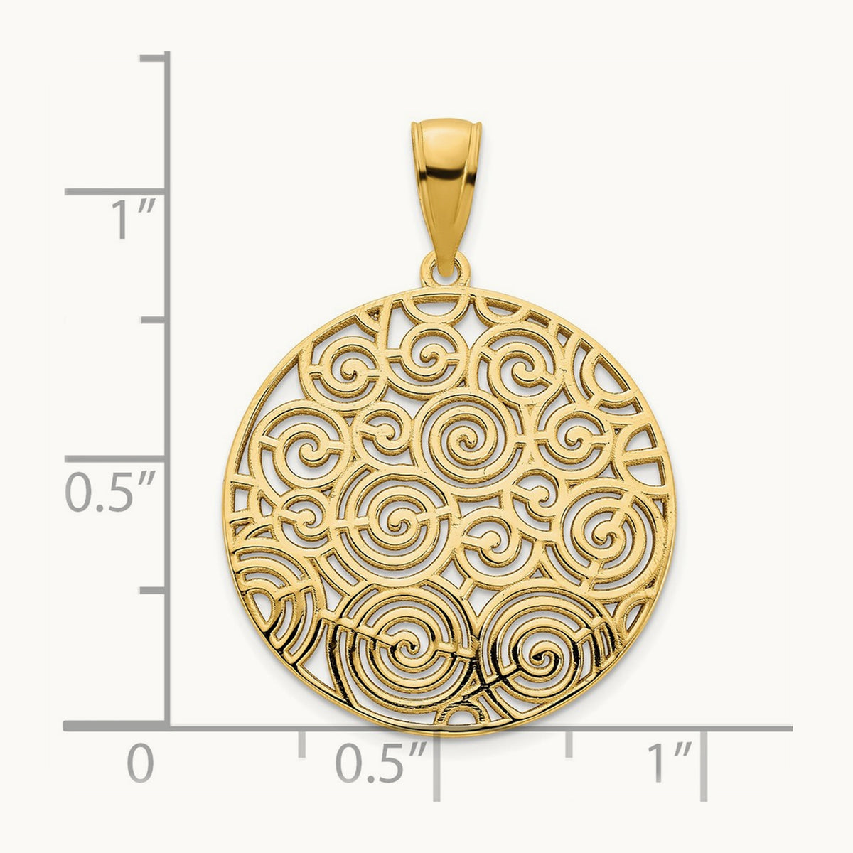 Fancy Filigree Disc Pendant, 14K