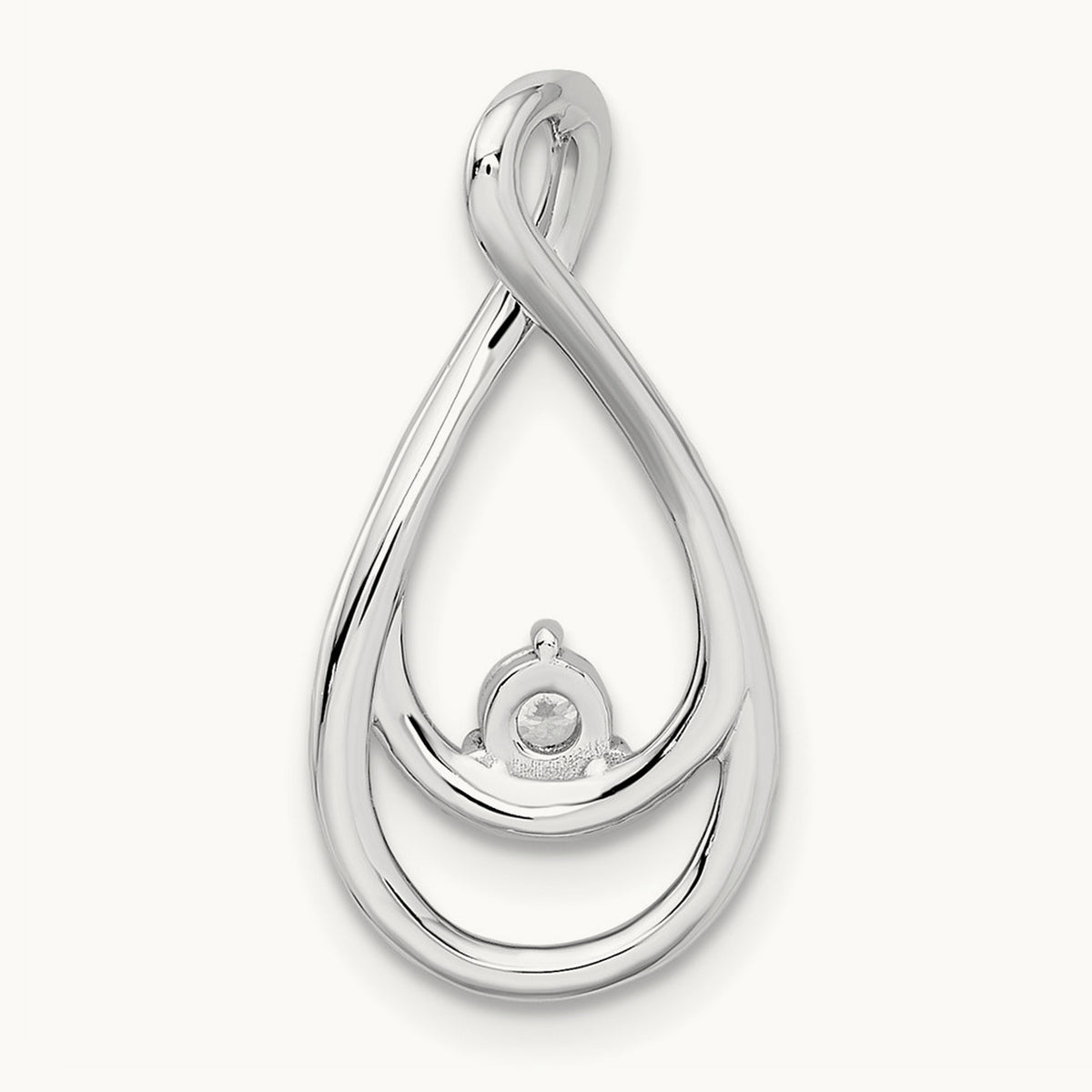 Diamond Teardrop Chain Slide, 14K White Gold