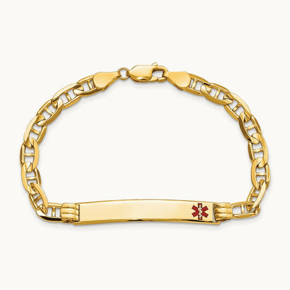 Medical Red Enamel Anchor ID Bracelet — 7mm