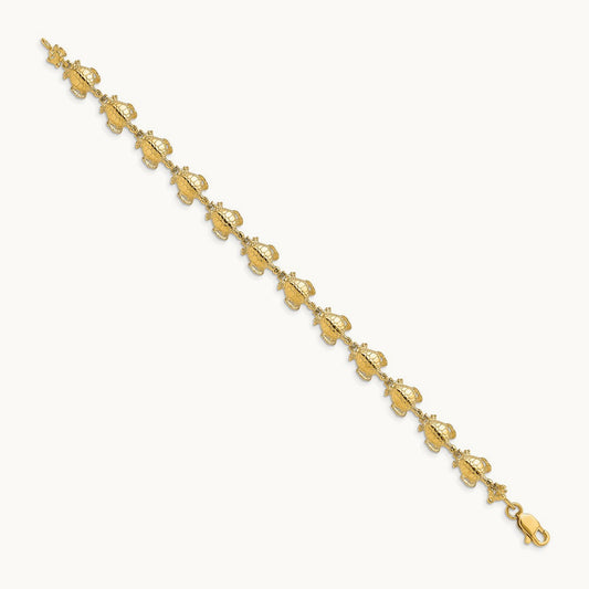 Polished Sea Turtle Link Bracelet, 14K