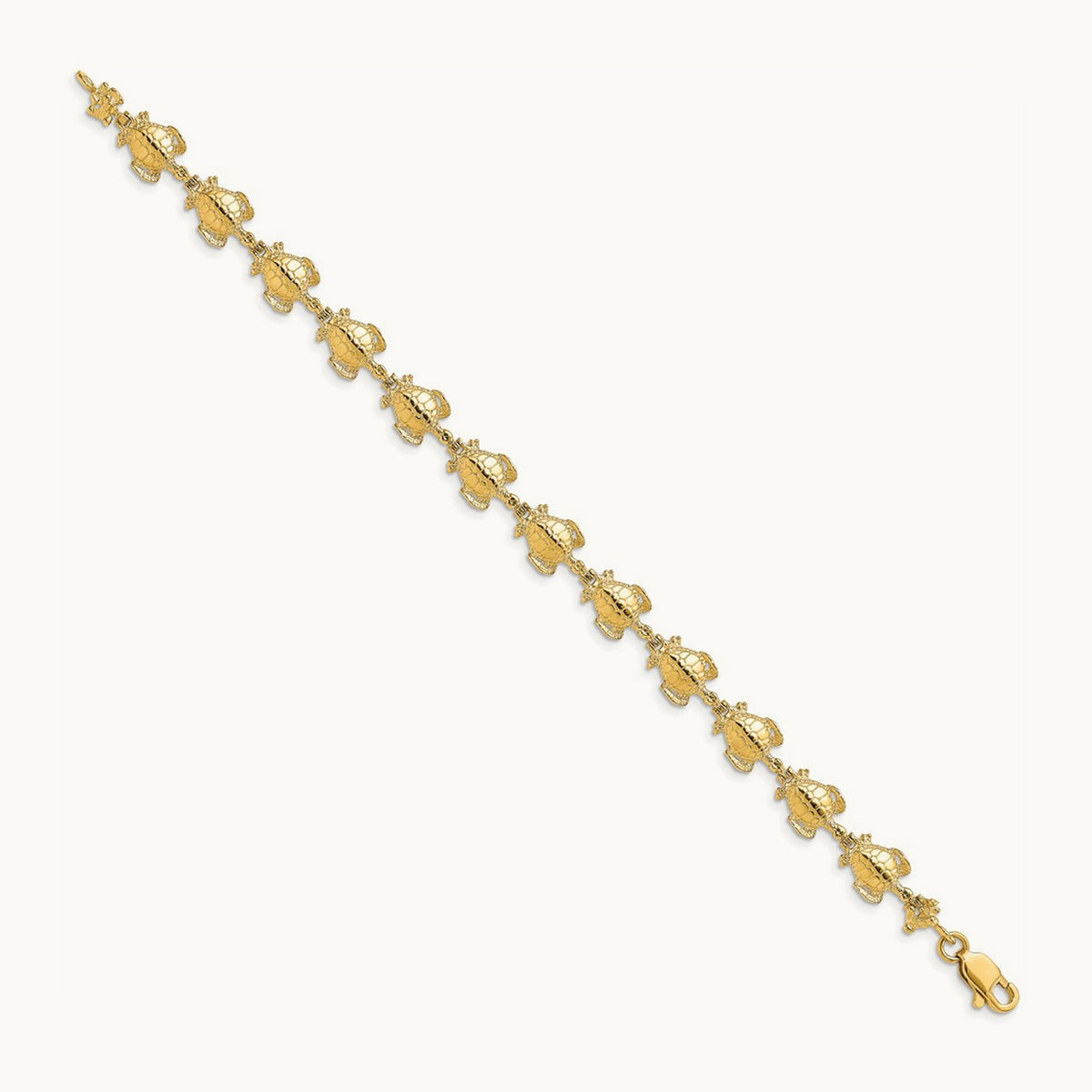 Polished Sea Turtle Link Bracelet, 14K