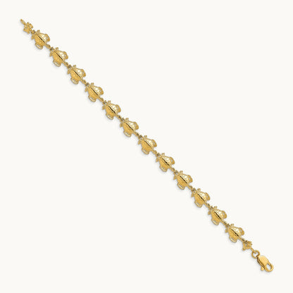 Polished Sea Turtle Link Bracelet, 14K